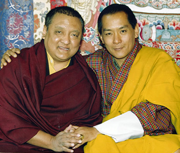 Kunzig Shamar Rinpoche with the King of Bhutan Jigme Singye Wangchuck